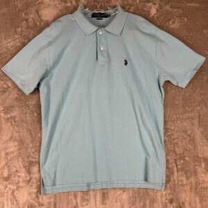 U.S. Polo Assn Mens Light Blue‎ Short Sleeve Polo Shirt Embroidered Logo XL
